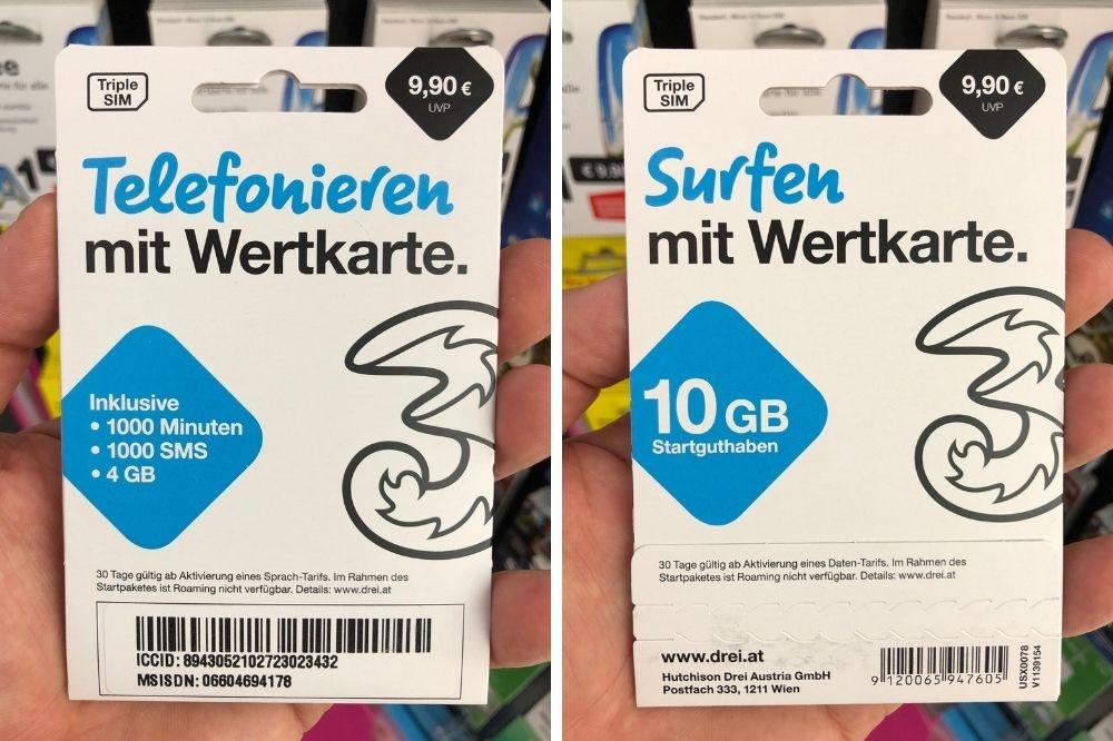 3 austria prepaid sim card vienna airport