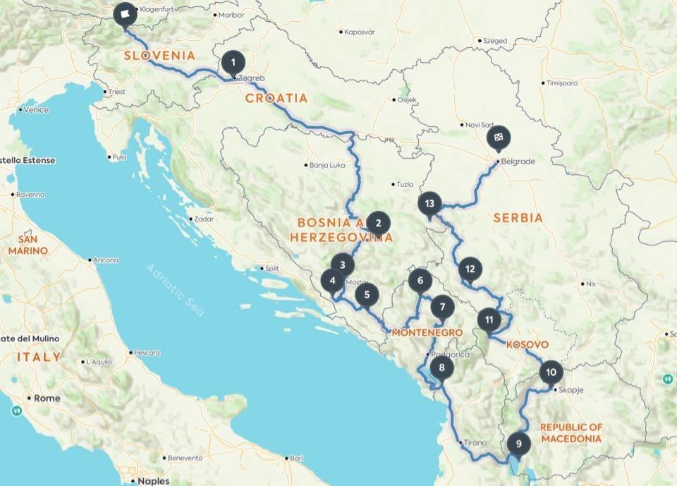 balkan road trip itinerary map