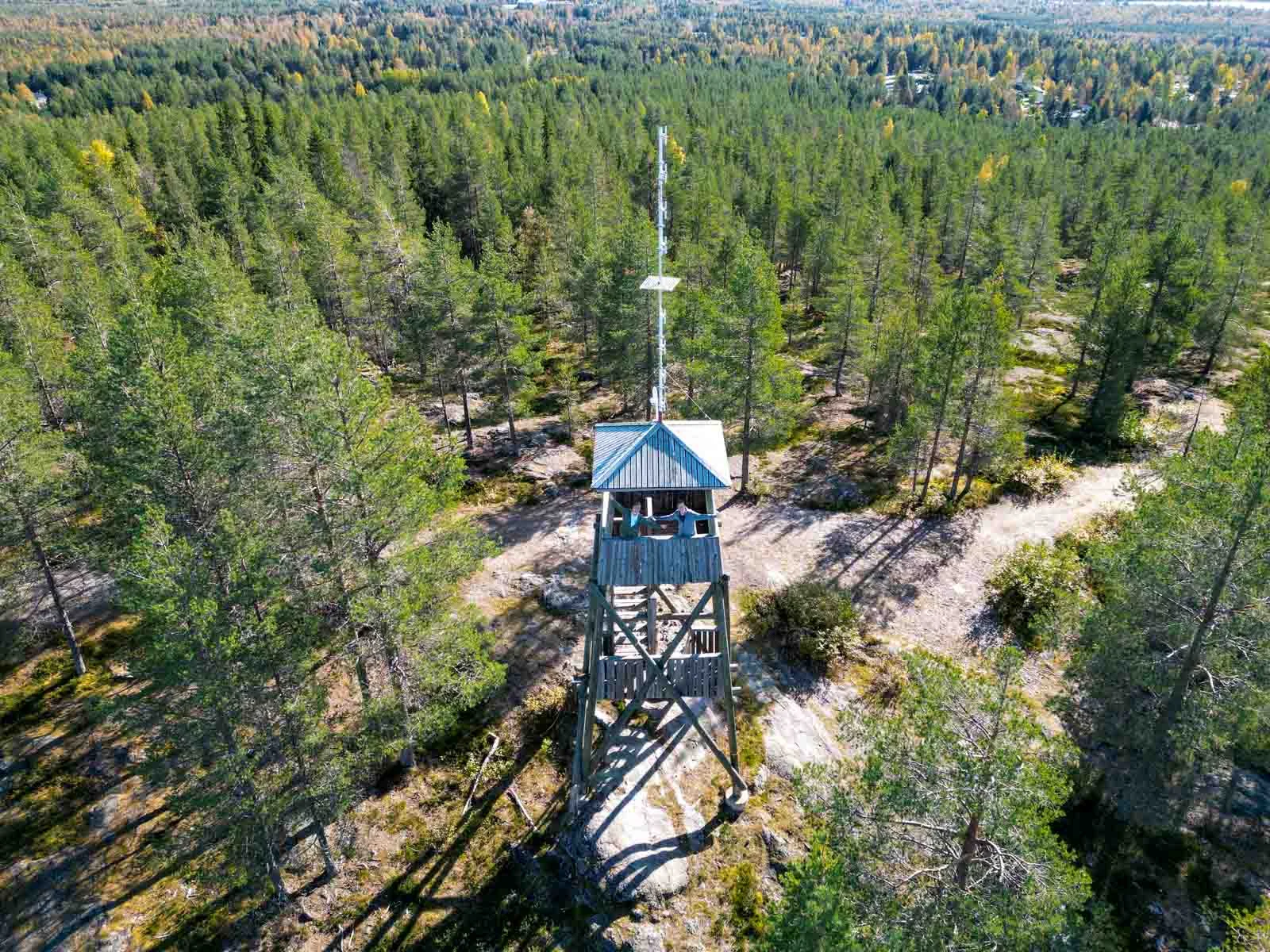 arctic treehouse hotel viewtower drone 1