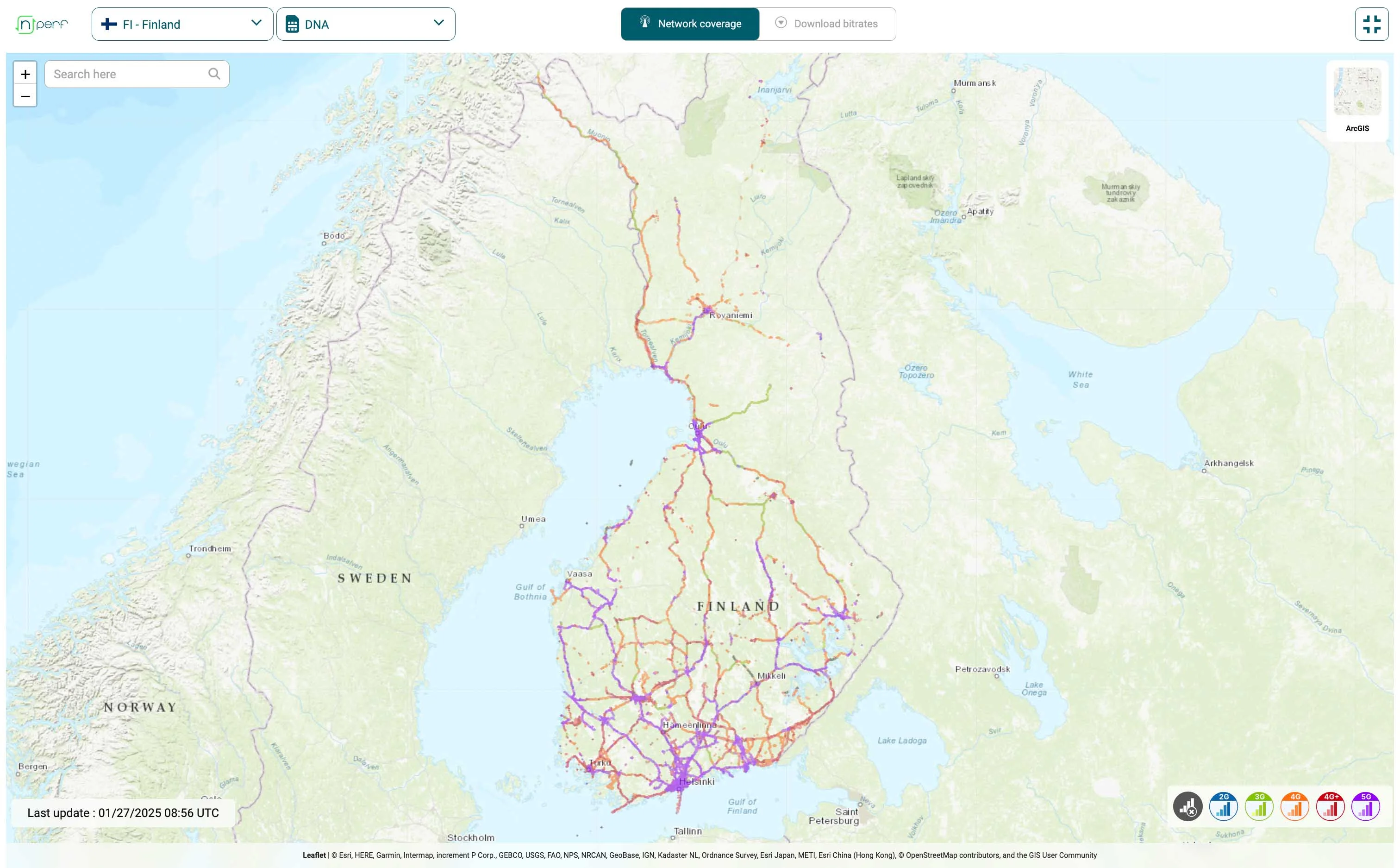 dna 4g 5g network coverage map finland 2025
