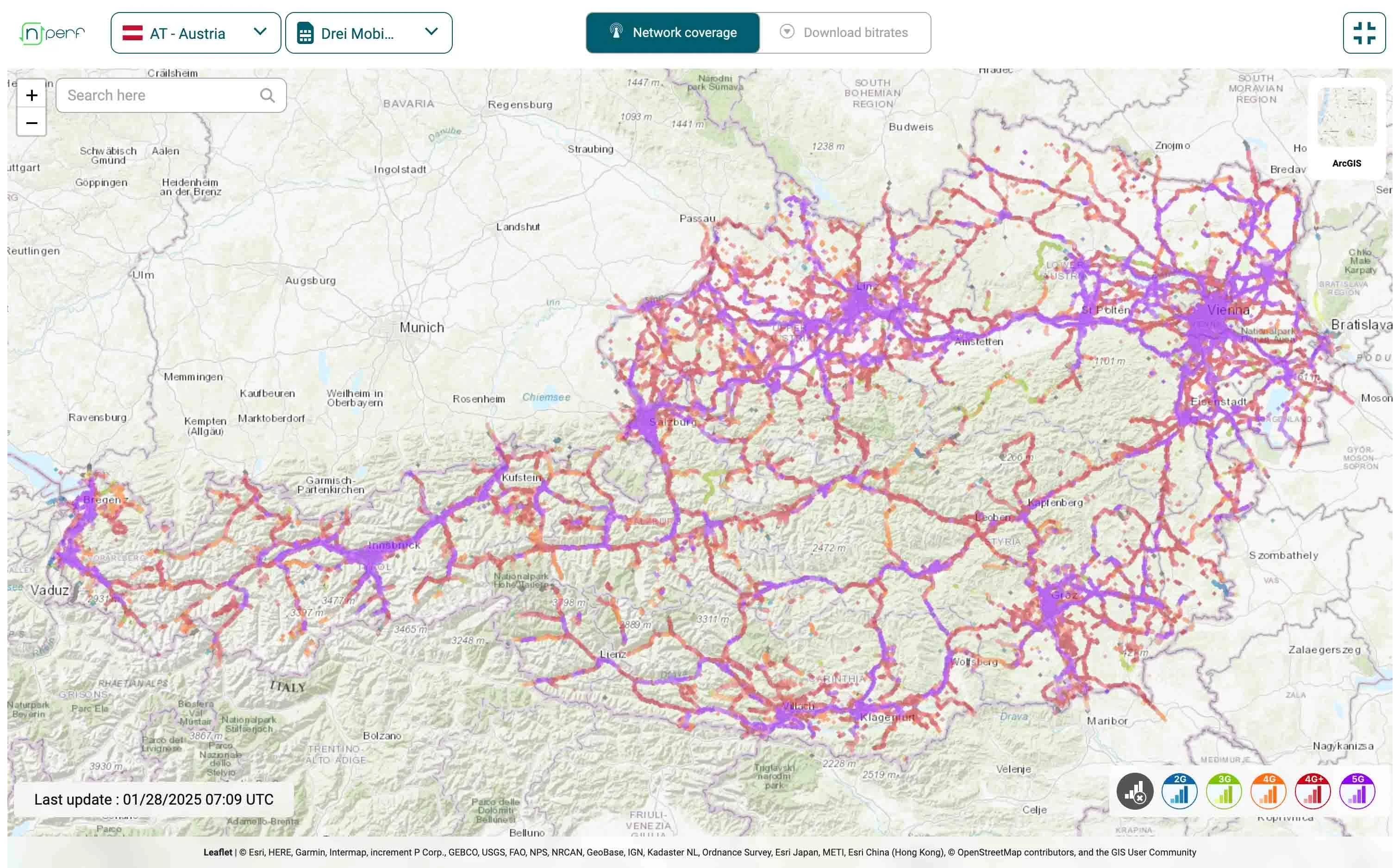 drei 4g 5g network coverage map austria 2025