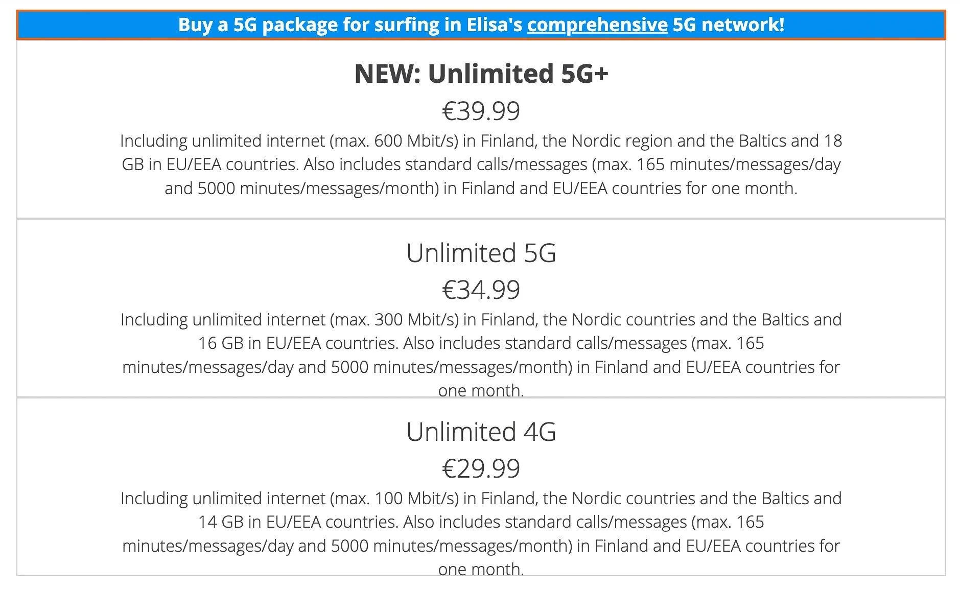 elisa finland prepaid sim card plan