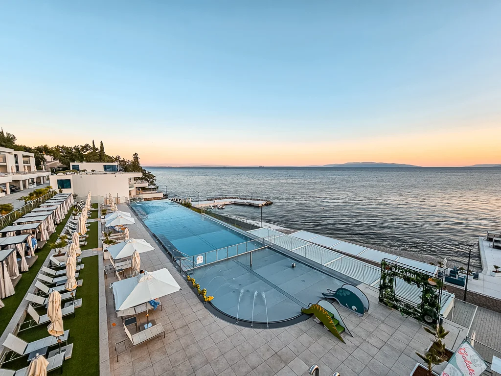 hilton rijeka costabella resort spa pool view sunset