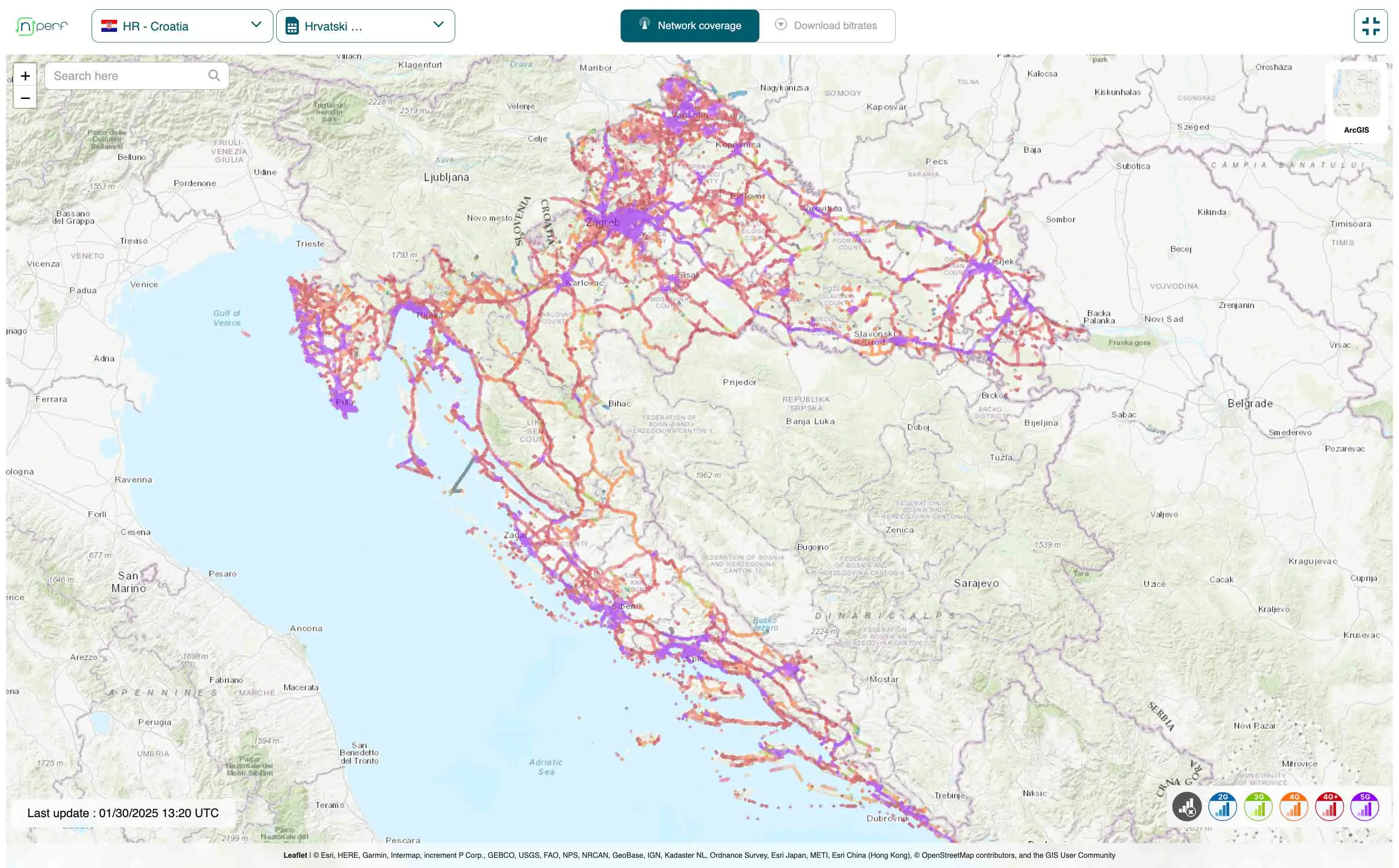 hrvatski telekom 4g 5g network coverage map croatia 2025