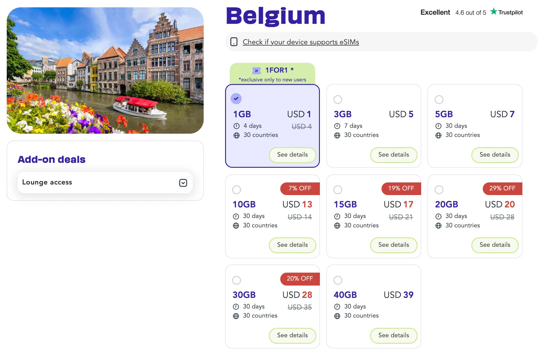 jetpac esim plans for belgium