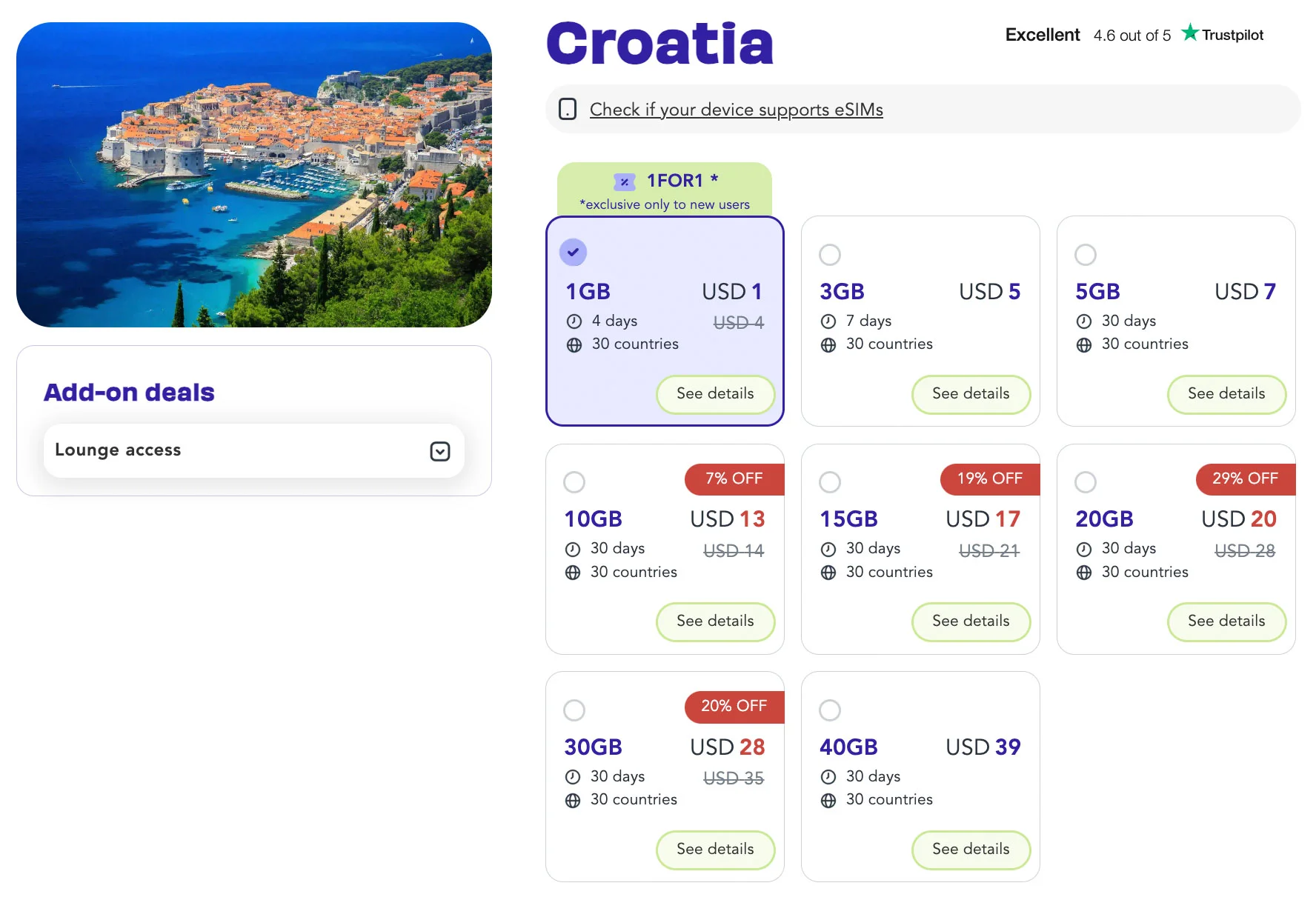 jetpac esim plans for croatia