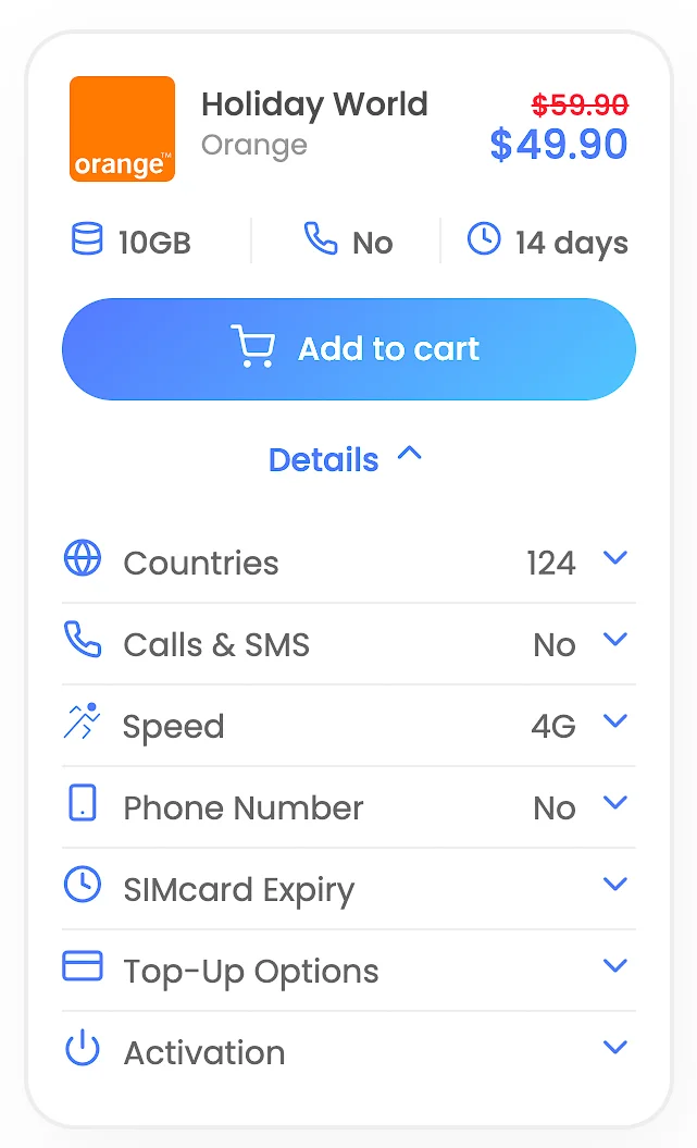 orange holiday world international prepaid sim card for georgia