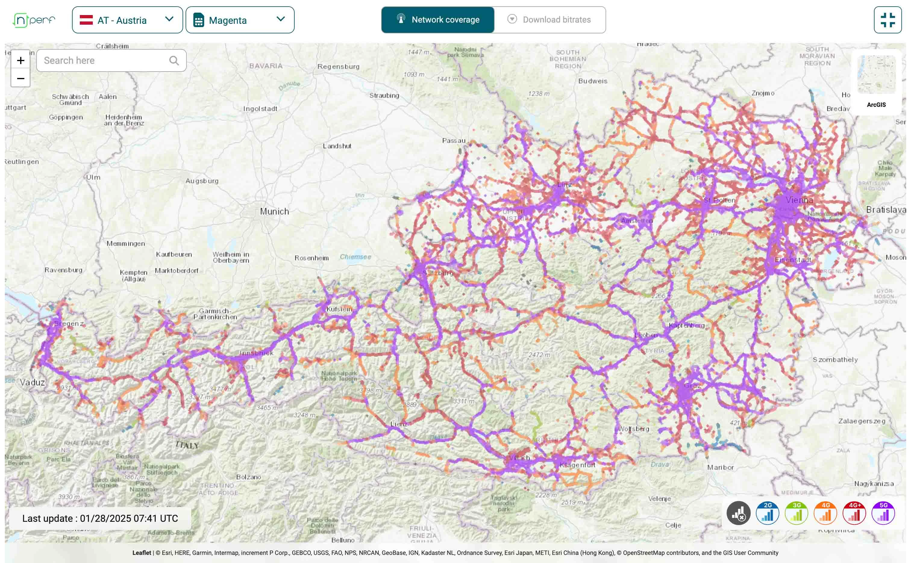 tmobile 4g 5g network coverage map austria 2025