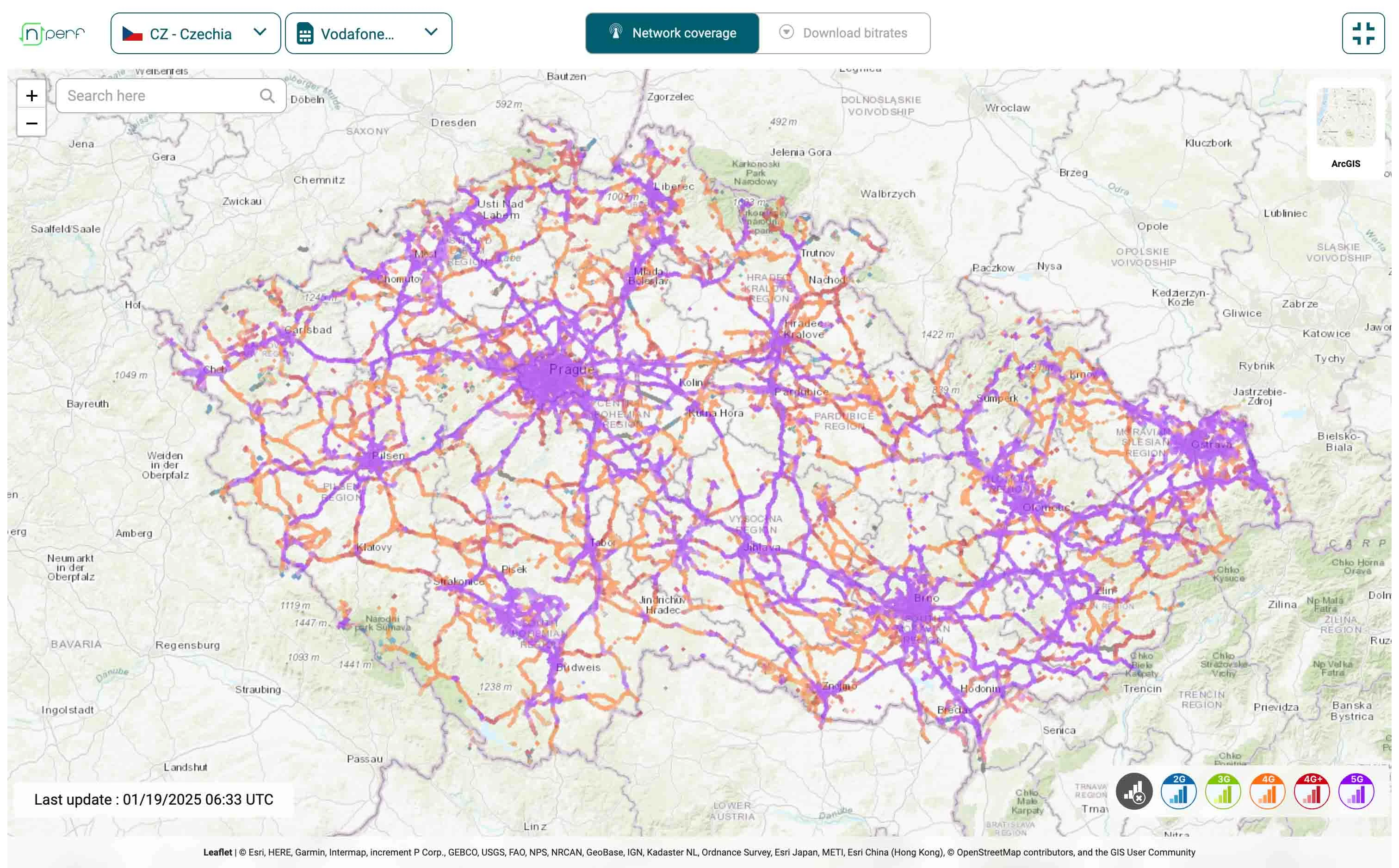 vodafone 4g 5g network coverage map czech republic 2025