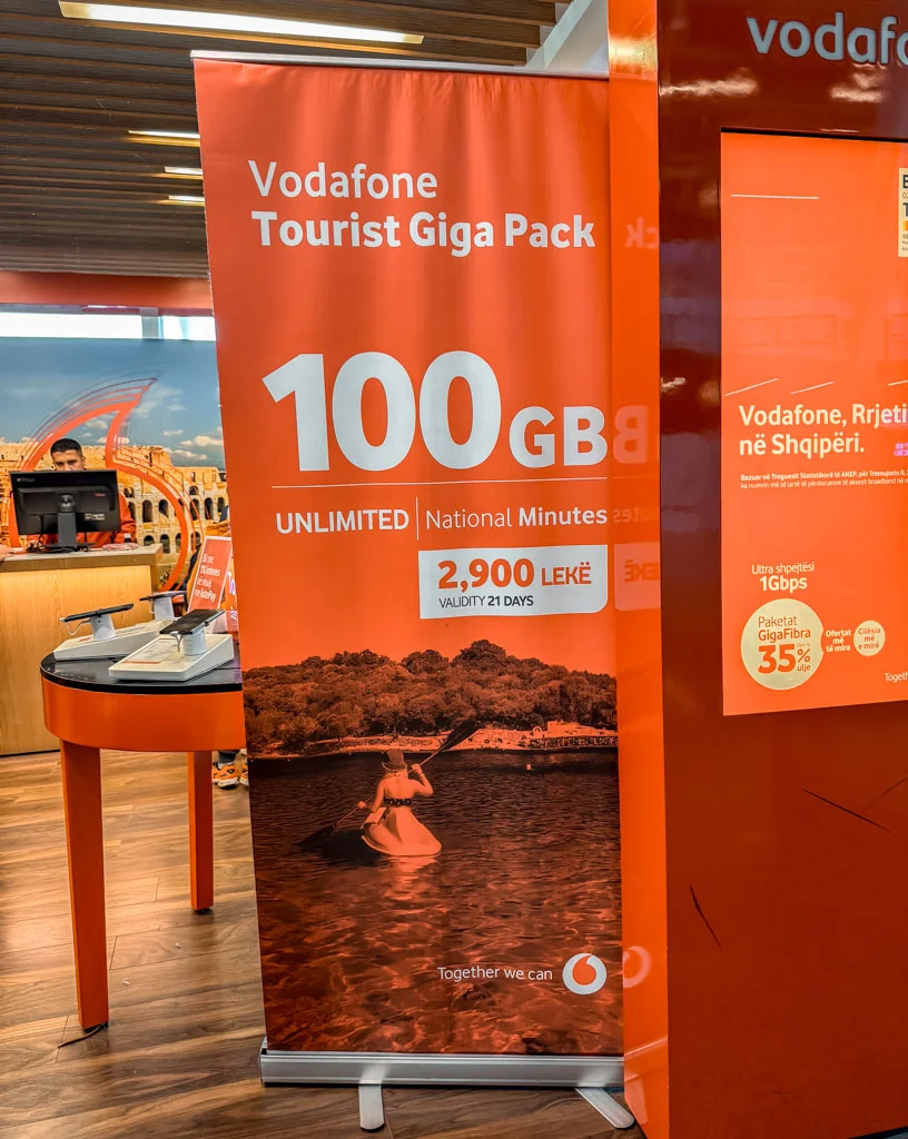 vodafone sim card tirana airport
